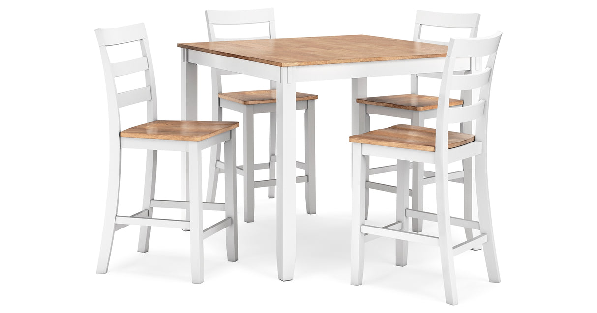 Gesthaven Natural/White Counter Height Dining Table and 4 Barstools from Ashley - Luna Furniture