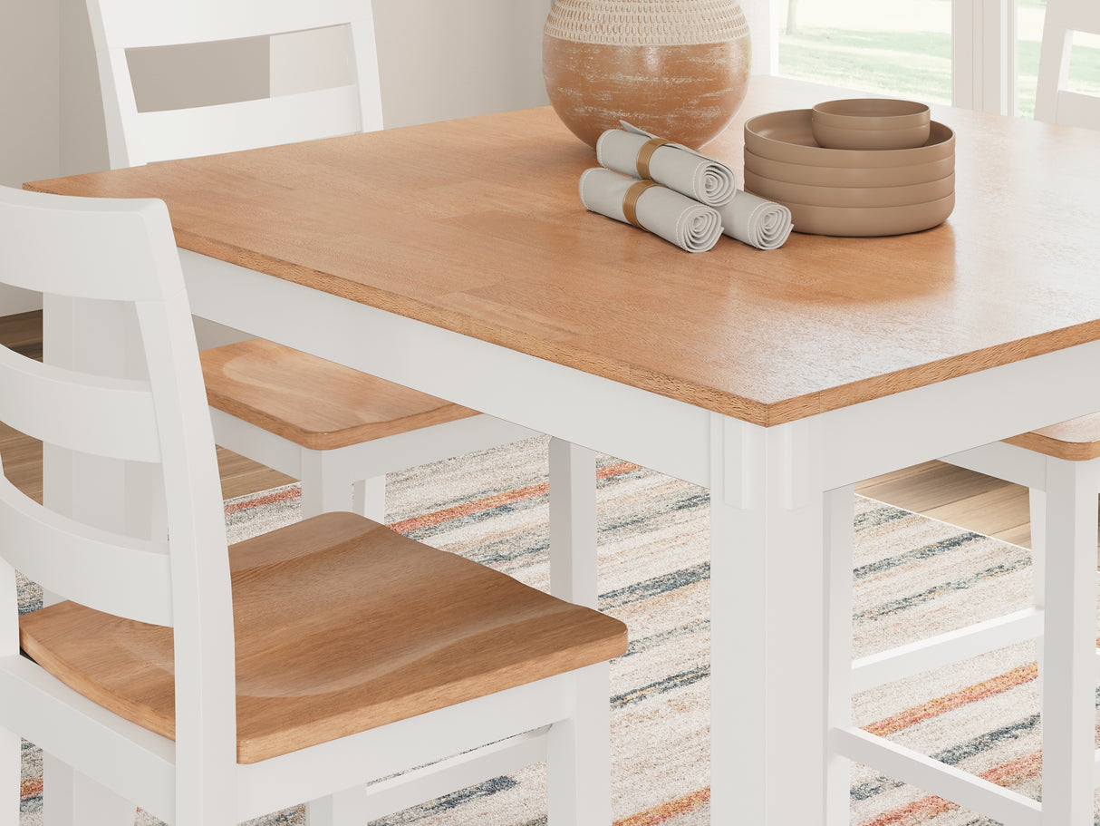 Gesthaven Natural/White Counter Height Dining Table and 4 Barstools from Ashley - Luna Furniture