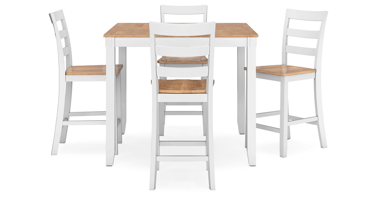 Gesthaven Natural/White Counter Height Dining Table and 4 Barstools from Ashley - Luna Furniture