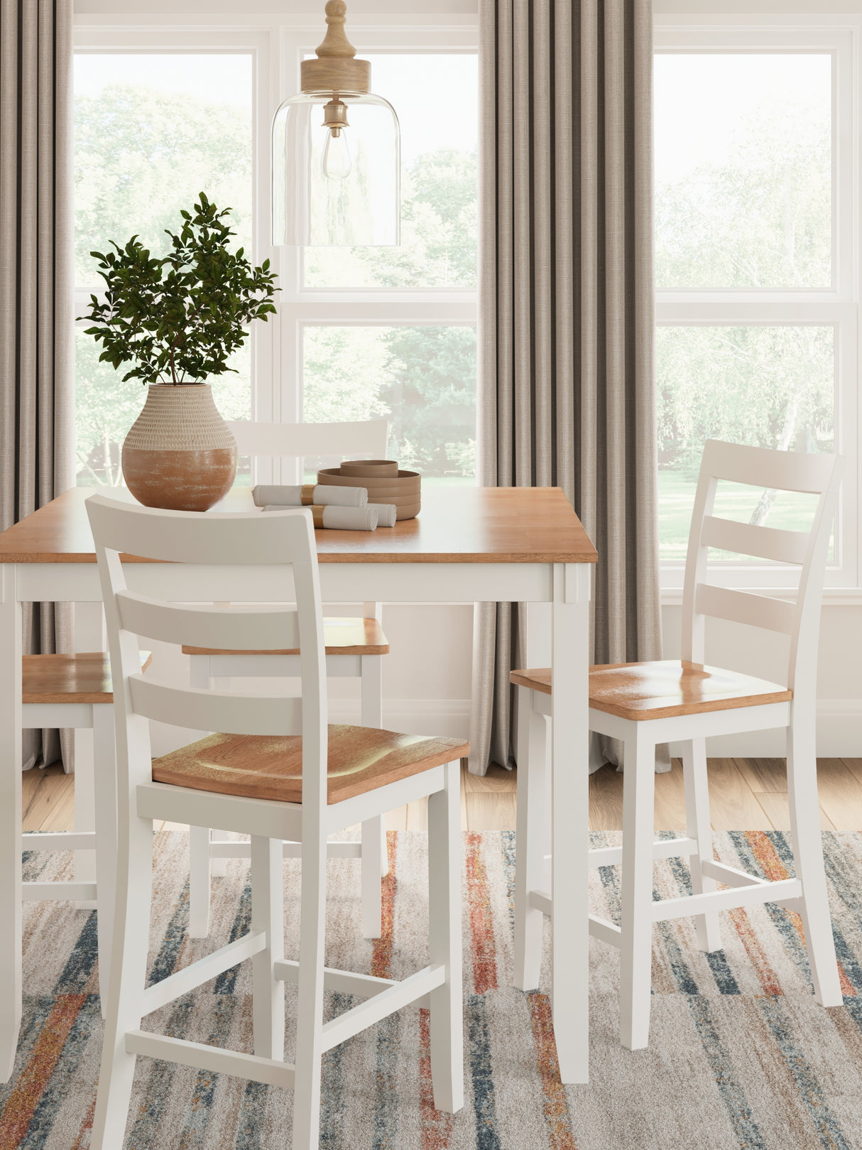 Gesthaven Natural/White Counter Height Dining Table and 4 Barstools from Ashley - Luna Furniture