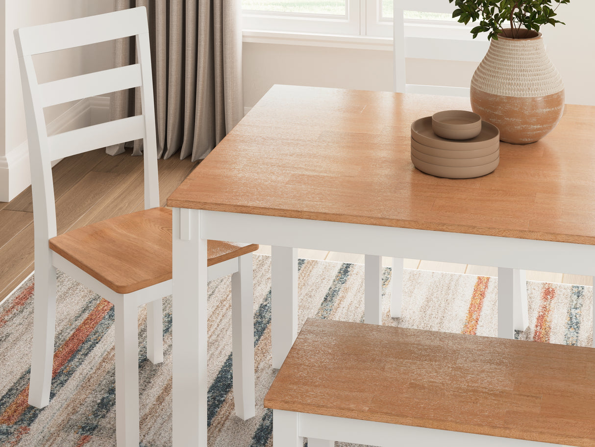 Gesthaven Natural/White Dining Table with 4 Chairs and Bench from Ashley Furniture - Luna Furniture