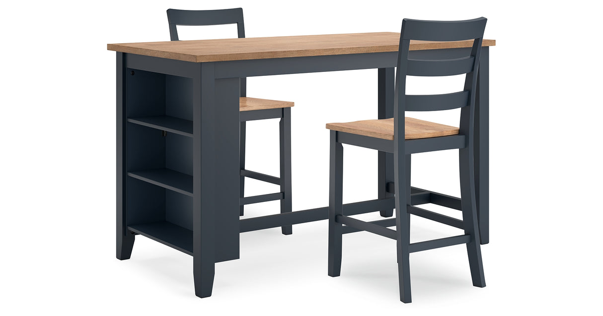 Gesthaven Counter Height Dining Table and 2 Barstools in Natural/Blue from Ashley - Luna Furniture