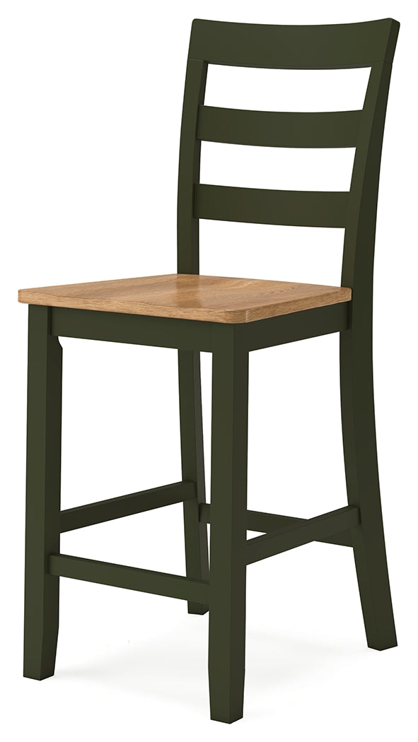 Gesthaven Natural/Green Counter Height Dining Table and 4 Barstools from Ashley - Luna Furniture