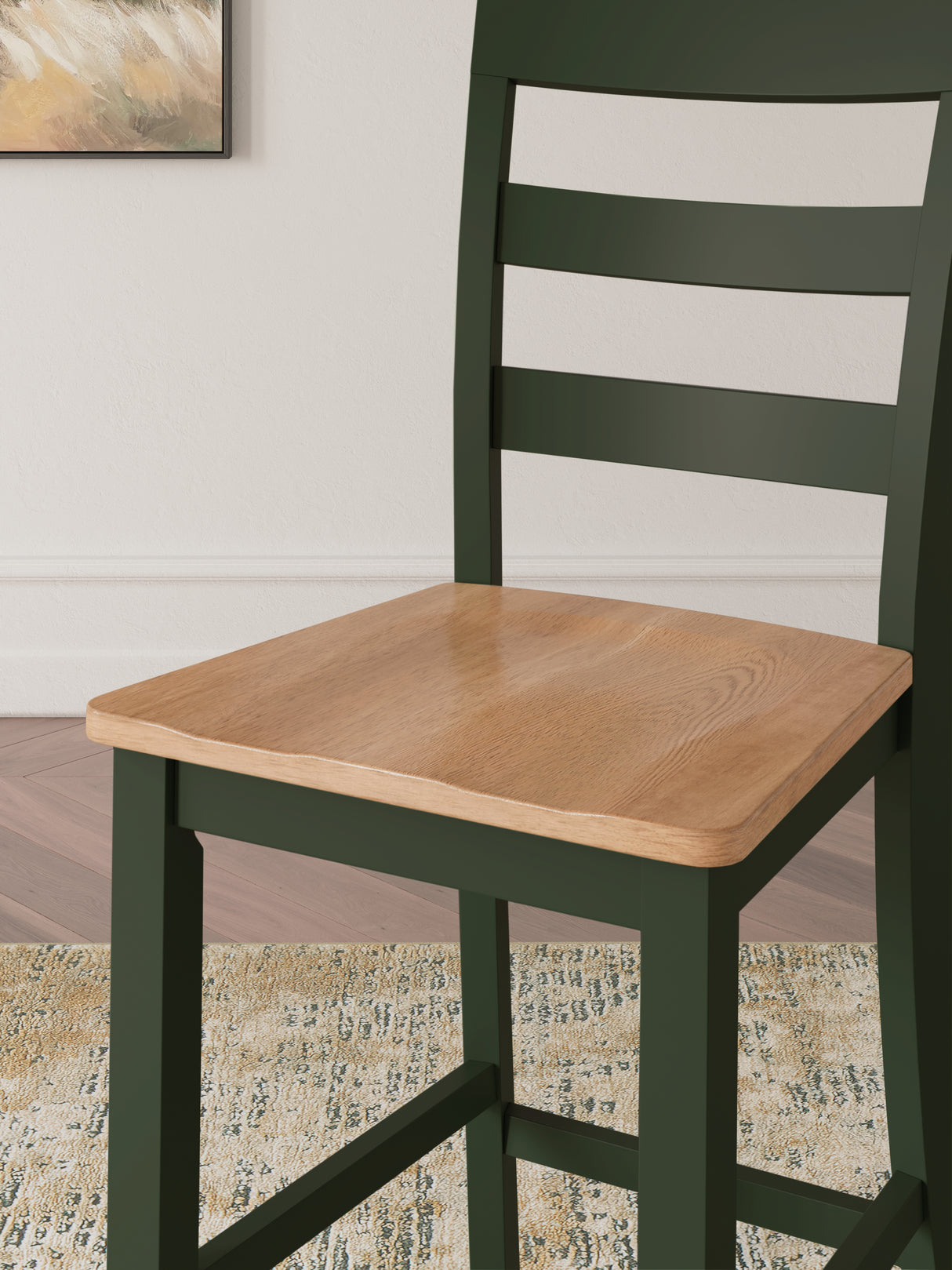 Gesthaven Natural/Green Counter Height Dining Table and 4 Barstools from Ashley - Luna Furniture