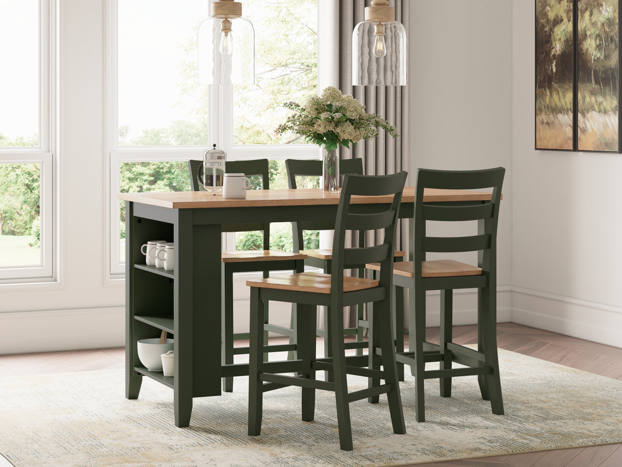 Gesthaven Natural/Green Counter Height Barstool, Set of 2 from Ashley Furniture - Luna Furniture