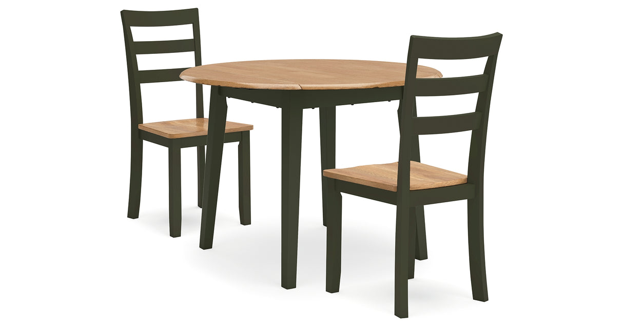 Gesthaven Natural/Green Dining Table and 2 Chairs from Ashley - Luna Furniture