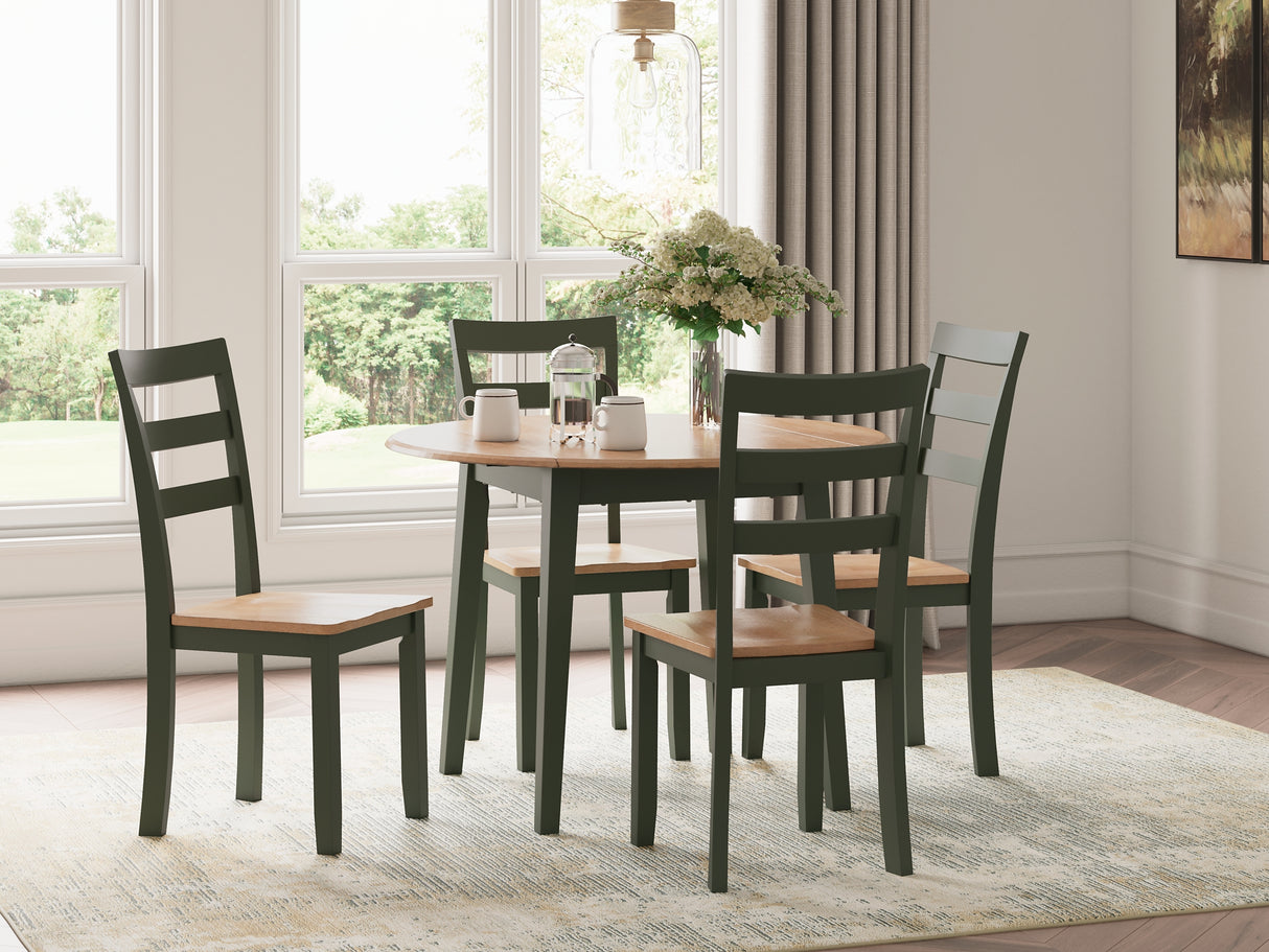 Gesthaven Natural/Green Dining Table and 4 Chairs from Ashley - Luna Furniture