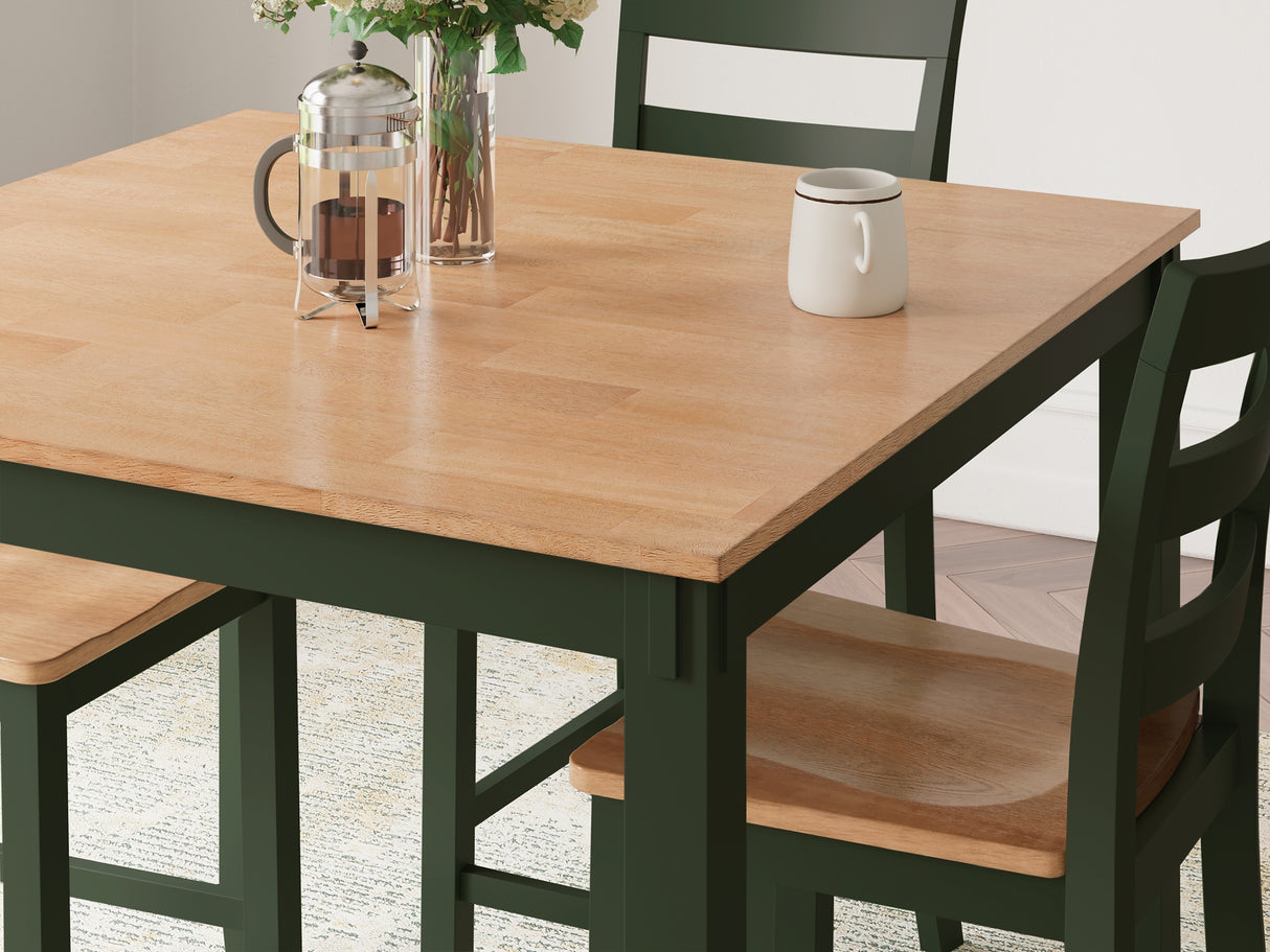 Gesthaven Natural/Green Counter Height Dining Table and 4 Barstools from Ashley Furniture - Luna Furniture
