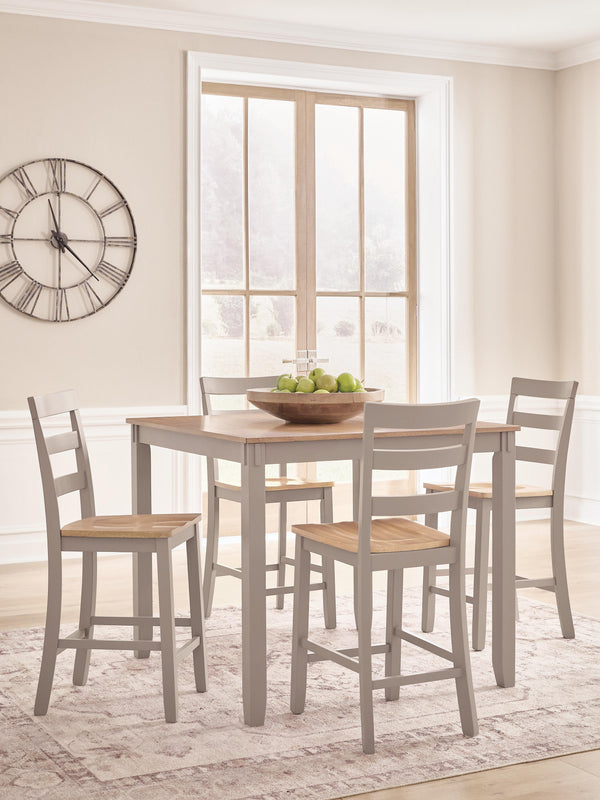Harperfeld Natural/Gray Counter Height Dining Table and 4 Counter Stools