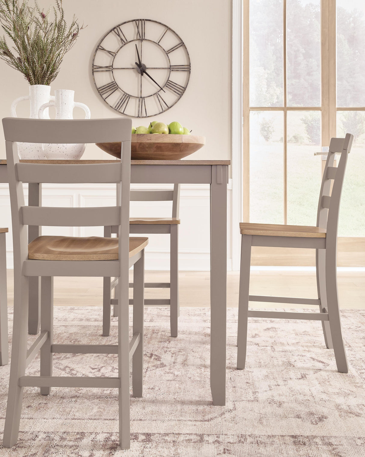 Harperfeld Natural/Gray Counter Height Dining Table and 4 Counter Stools from Ashley - Luna Furniture