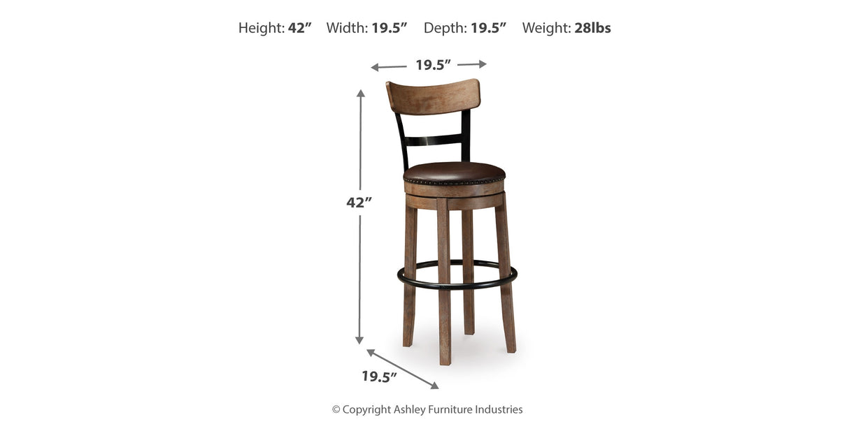 Pinnadel Grayish Brown Bar Height Bar Stool (Set of 2) from Ashley - Luna Furniture