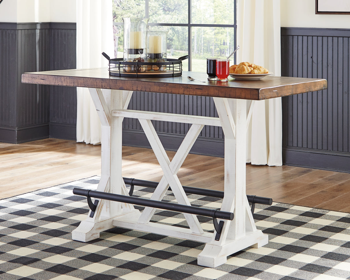 Valebeck White/Brown Counter Height Set from Ashley - Luna Furniture