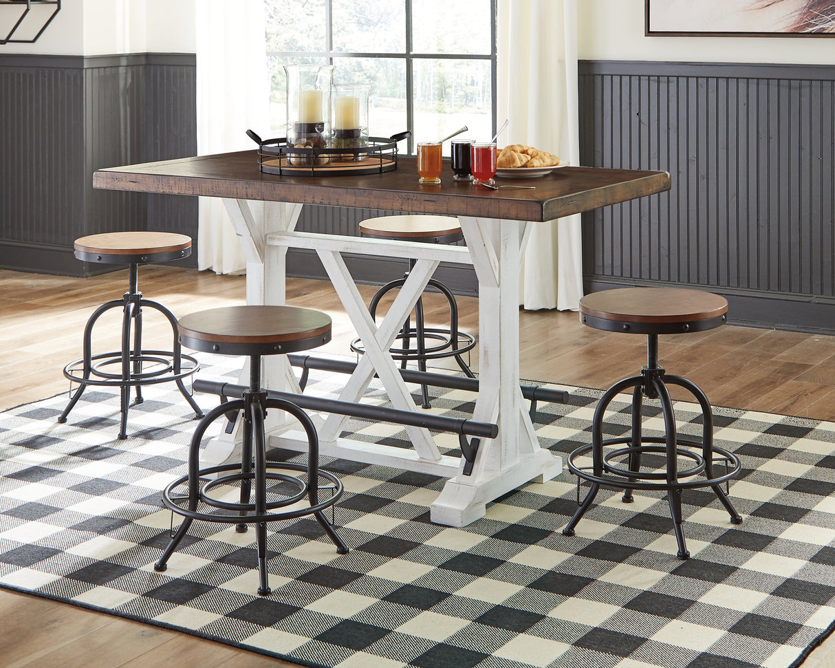Valebeck White/Brown Counter Height Set from Ashley - Luna Furniture