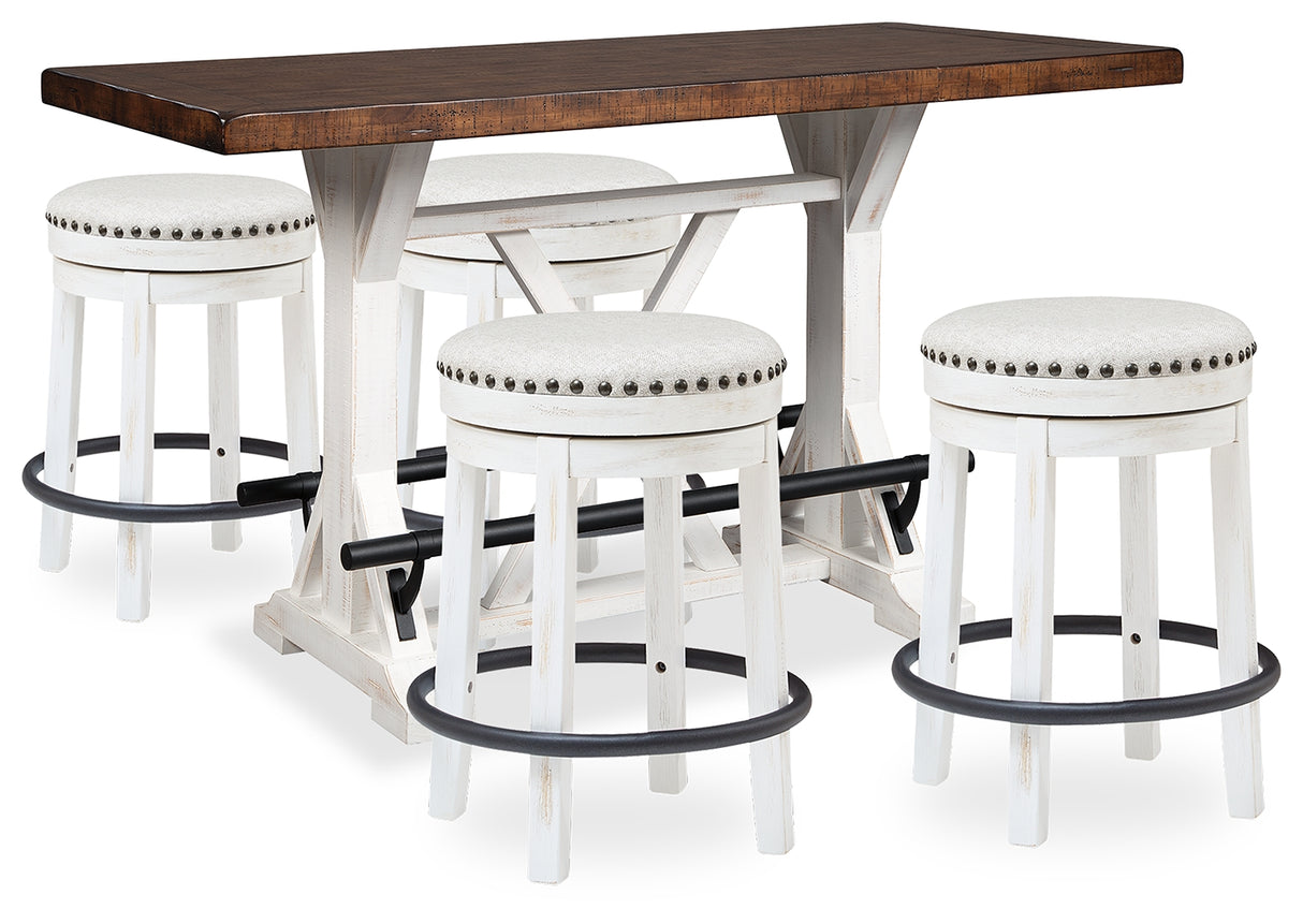 Valebeck Counter Height Dining Table and 4 Barstools in White/Brown from Ashley - Luna Furniture
