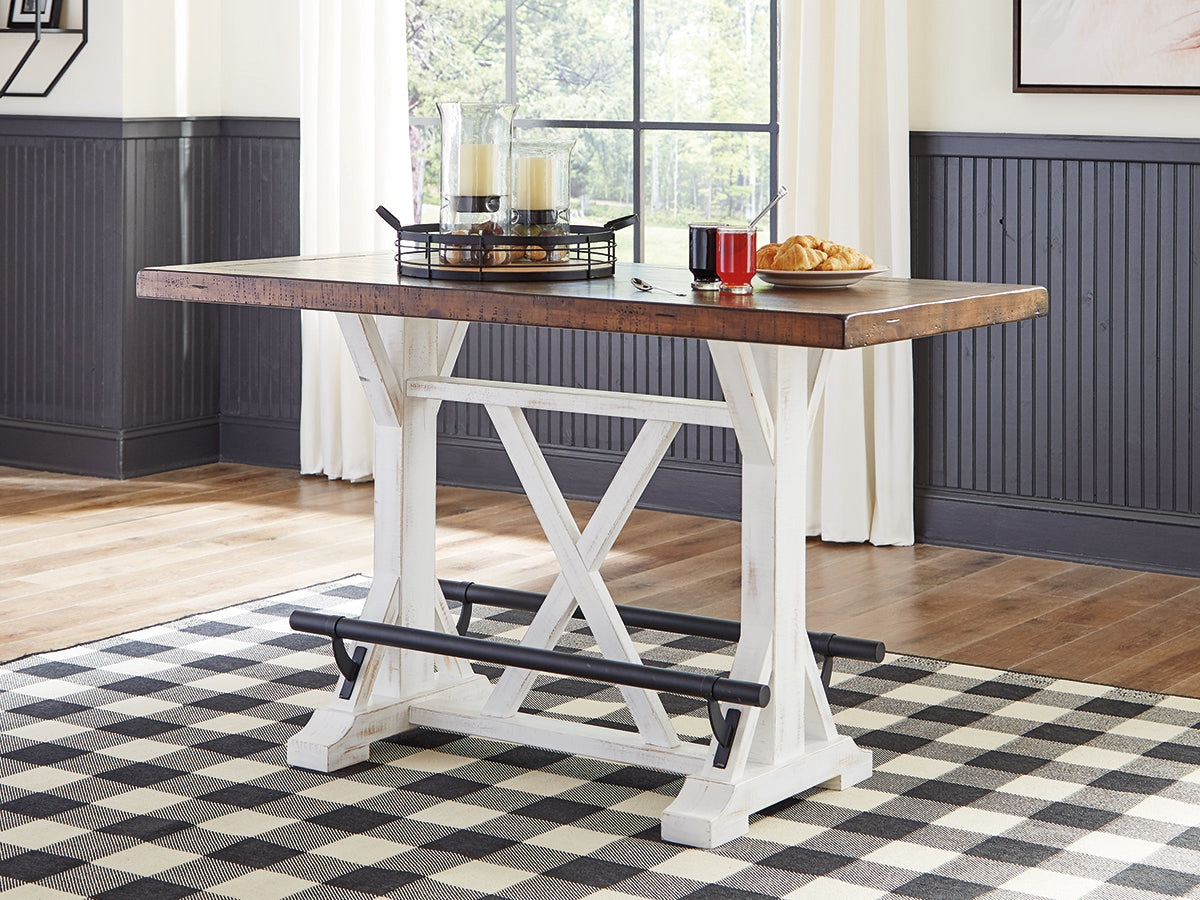 Valebeck White/Brown Counter Height Dining Table from Ashley Furniture - Luna Furniture
