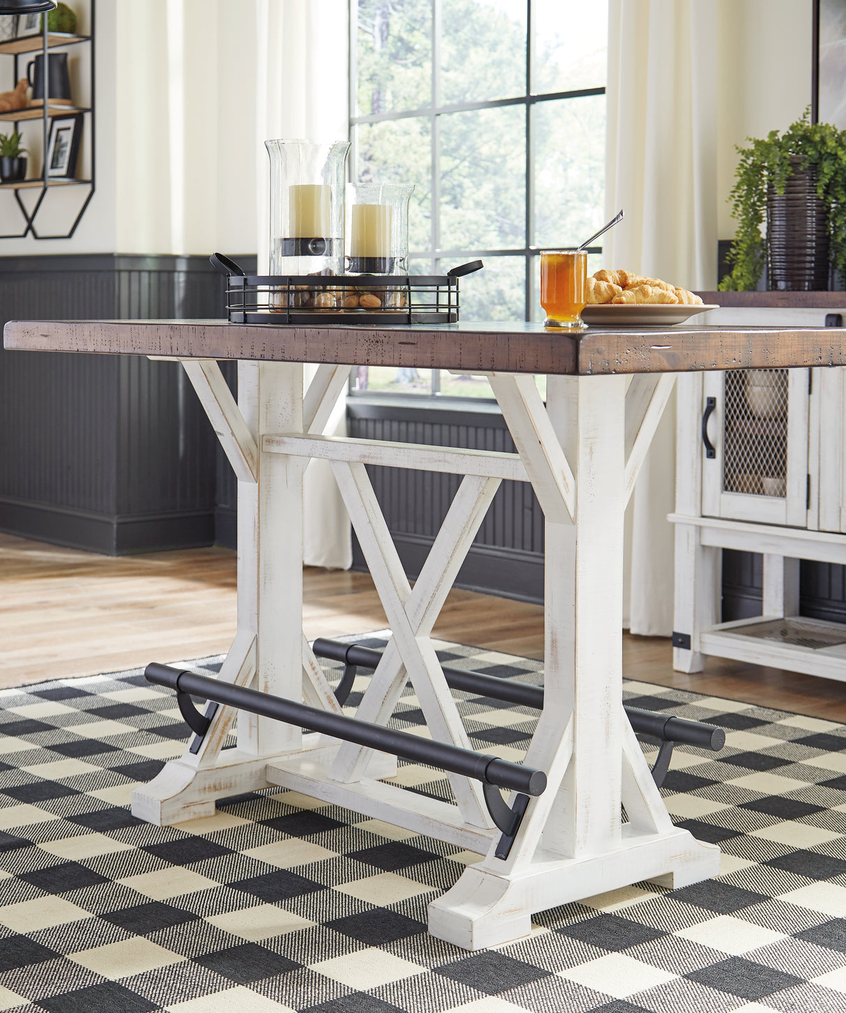 Valebeck White/Brown Counter Height Set from Ashley - Luna Furniture