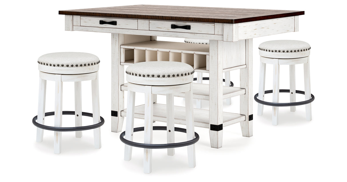 Valebeck White/Brown Multi Counter Height Dining Table and 4 Barstools from Ashley Furniture - Luna Furniture