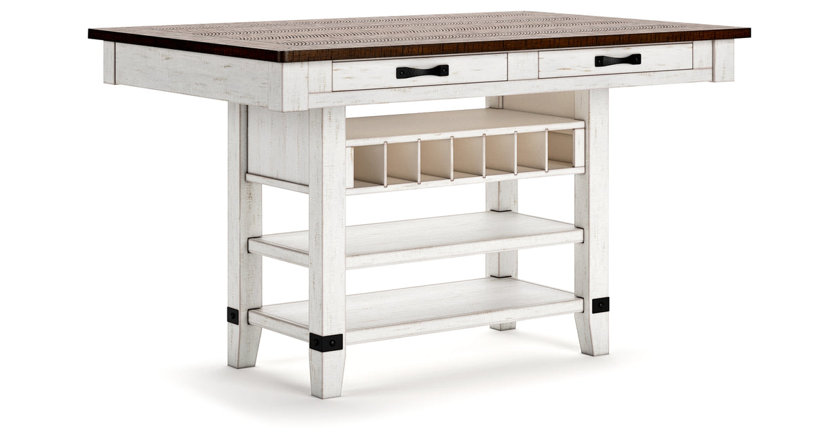 Valebeck White/Brown Multi Counter Height Dining Table and 4 Barstools from Ashley Furniture - Luna Furniture