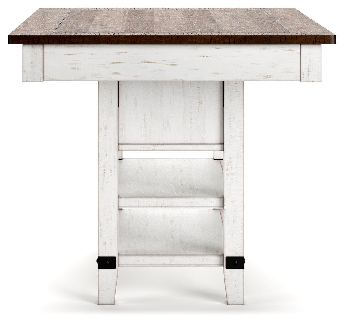 Valebeck White/Brown Counter Height Dining Table and 6 Barstools