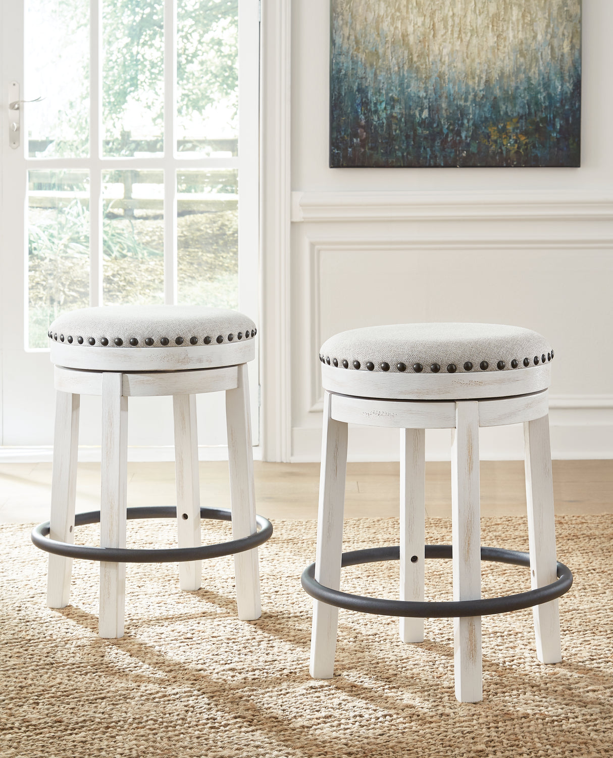 Valebeck White/Brown Multi Counter Height Dining Table and 4 Barstools from Ashley Furniture - Luna Furniture