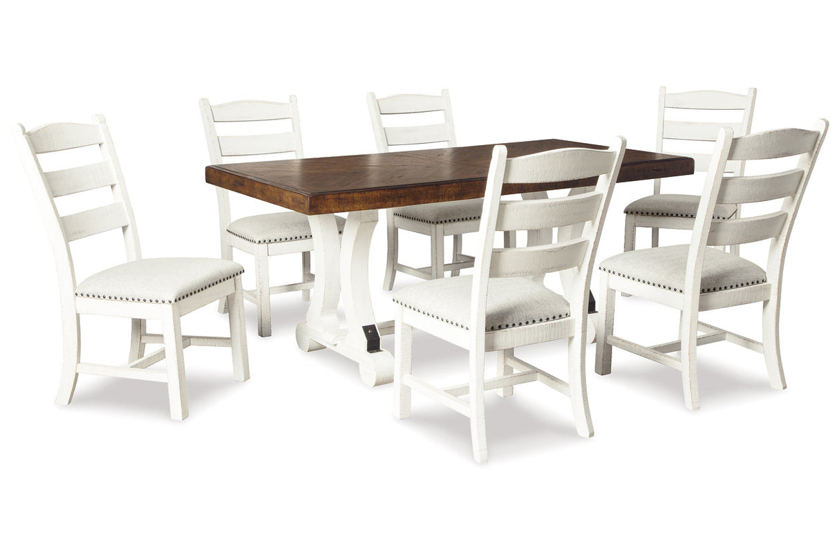 Valebeck Beige/White Dining Table and 6 Chairs from Ashley Furniture - Luna Furniture