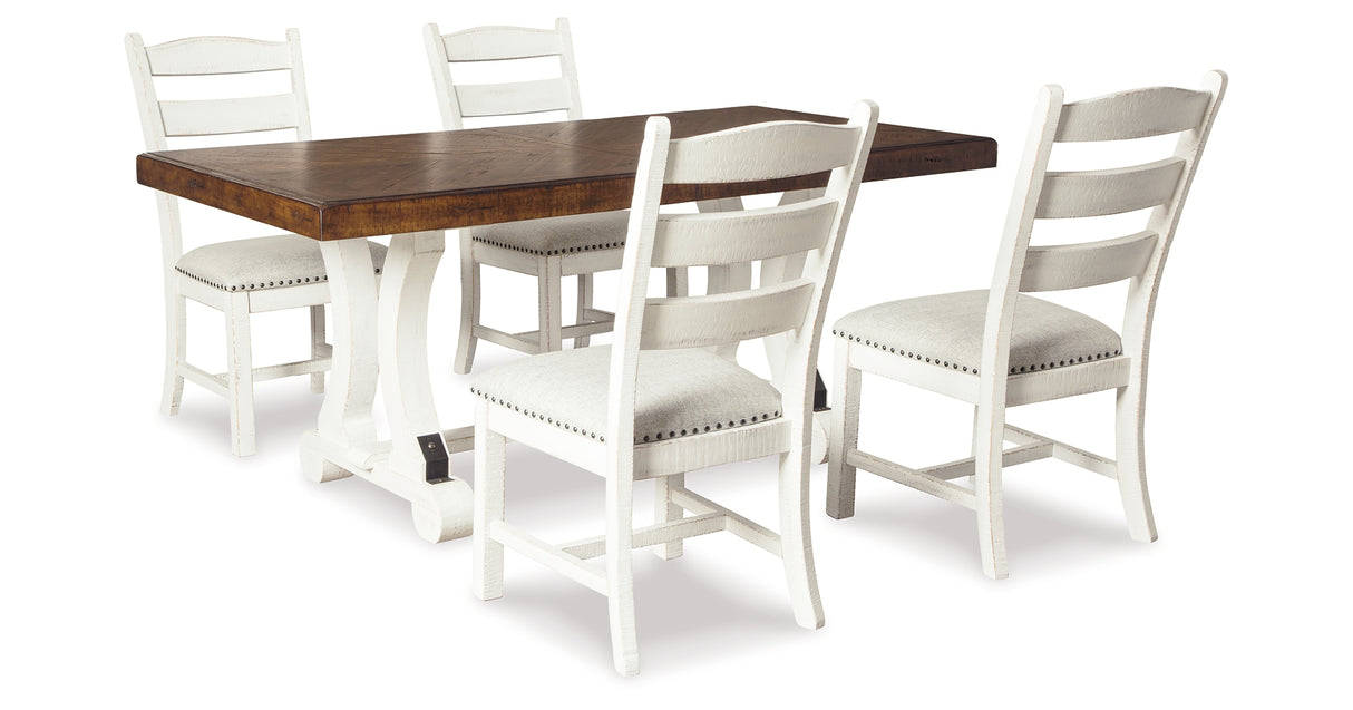 Valebeck Dining Table and 4 Chairs in White/Brown from Ashley Furniture - Luna Furniture