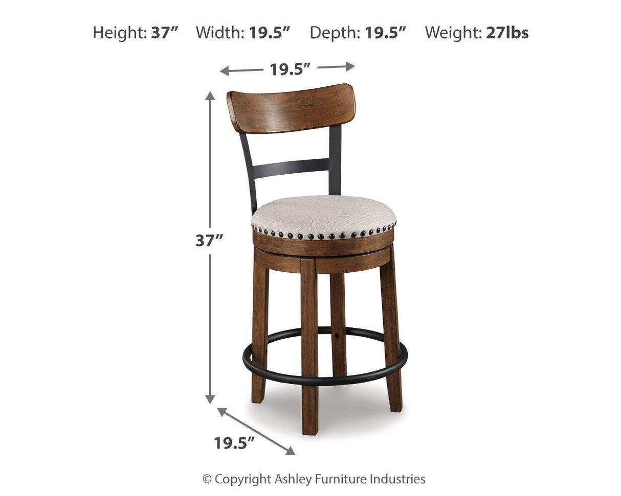 Valebeck White/Brown Counter Height Dining Table and 6 Barstools