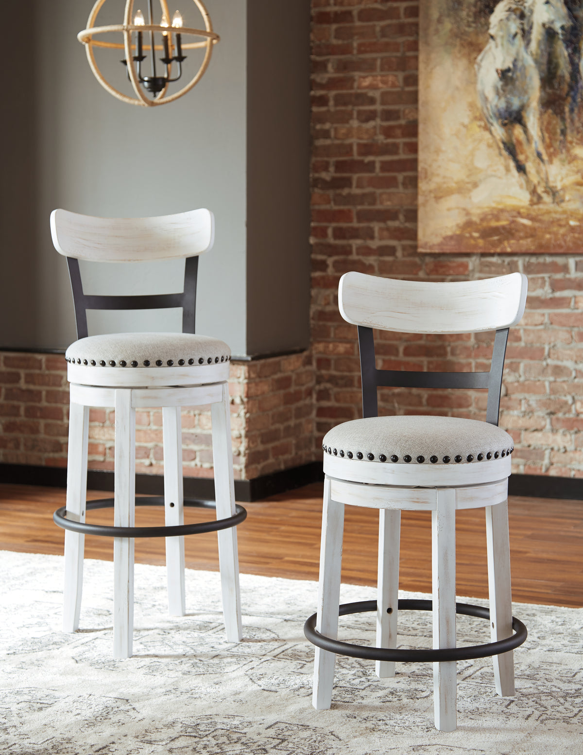 Valebeck White Bar Height Barstool from Ashley Furniture - Luna Furniture