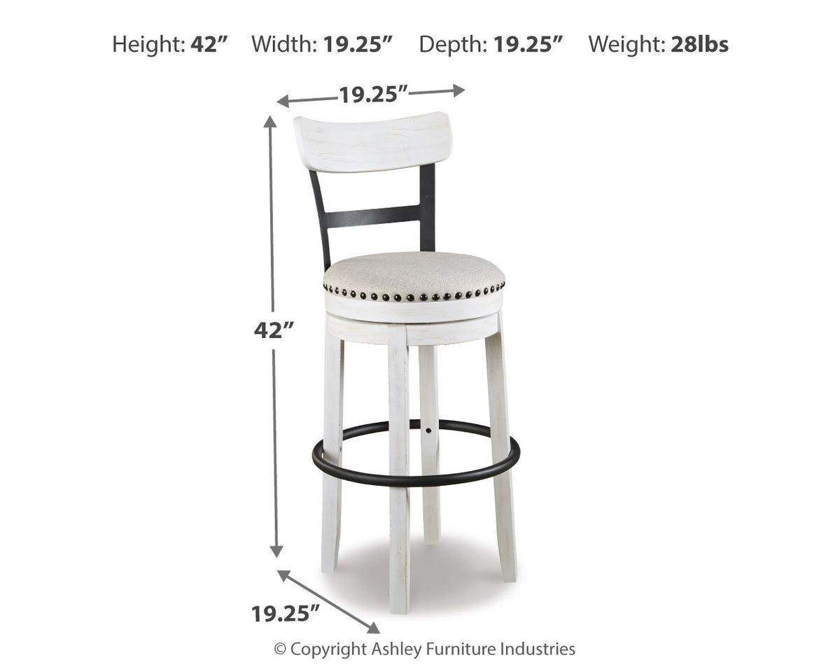 Valebeck White Bar Height Barstool from Ashley Furniture - Luna Furniture