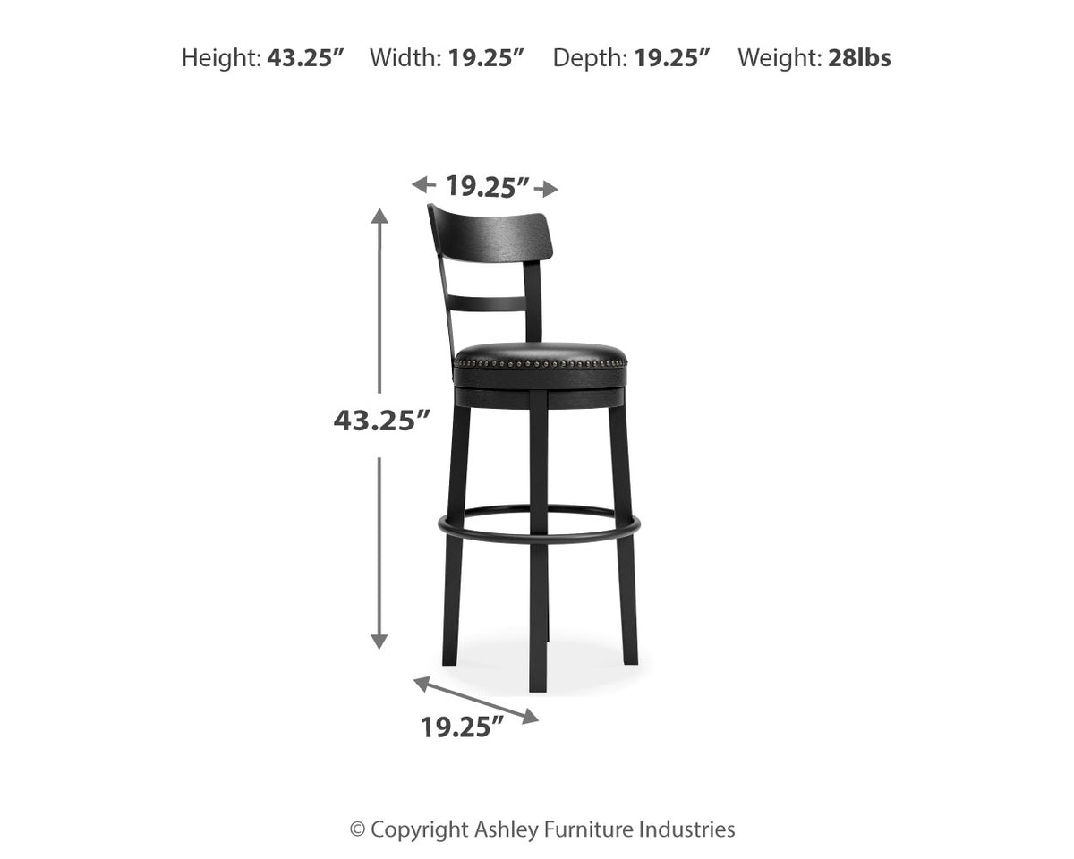 Valebeck Black Bar Height Barstool from Ashley Furniture - Luna Furniture