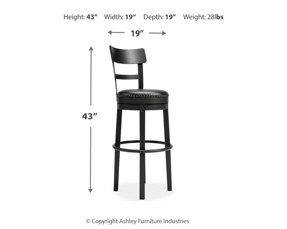 Valebeck Black Bar Height Barstool from Ashley Furniture - Luna Furniture