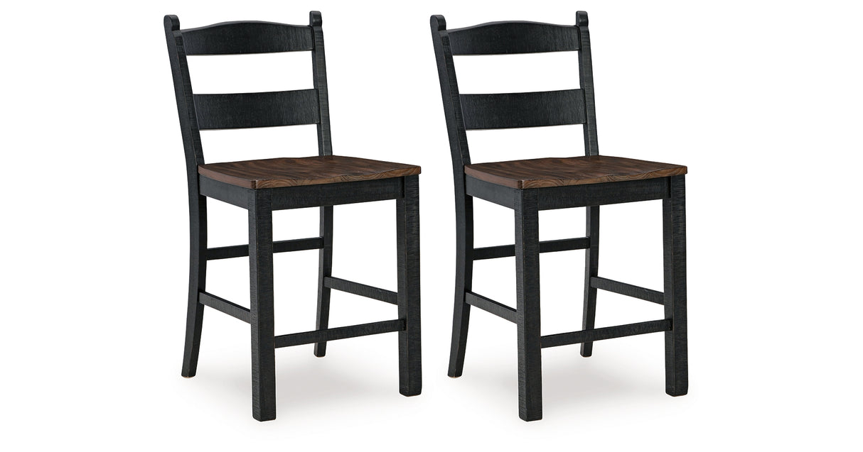Valebeck Black/Brown Counter Height Barstool, Set of 2 from Ashley - Luna Furniture