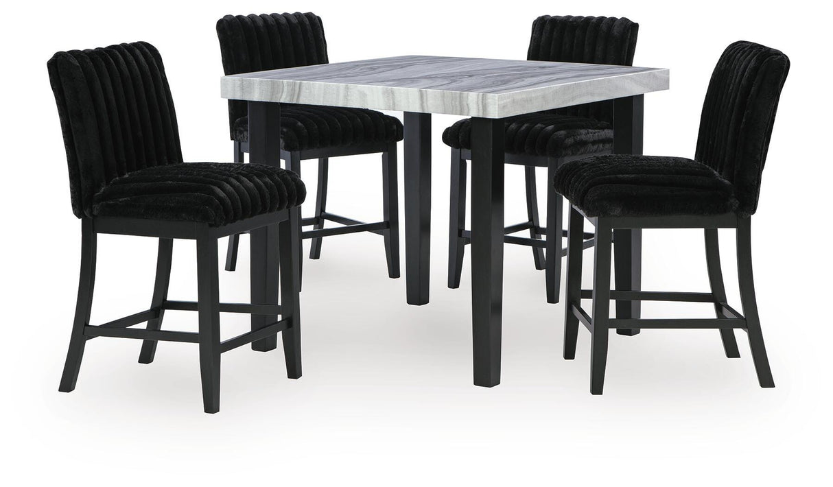 Mervannie Gray/Black Counter Height Dining Table and 4 Barstools from Ashley Furniture - Luna Furniture