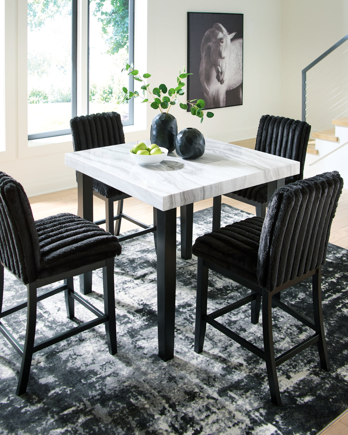 Mervannie Gray/Black Counter Height Set from Ashley Furniture - Luna Furniture