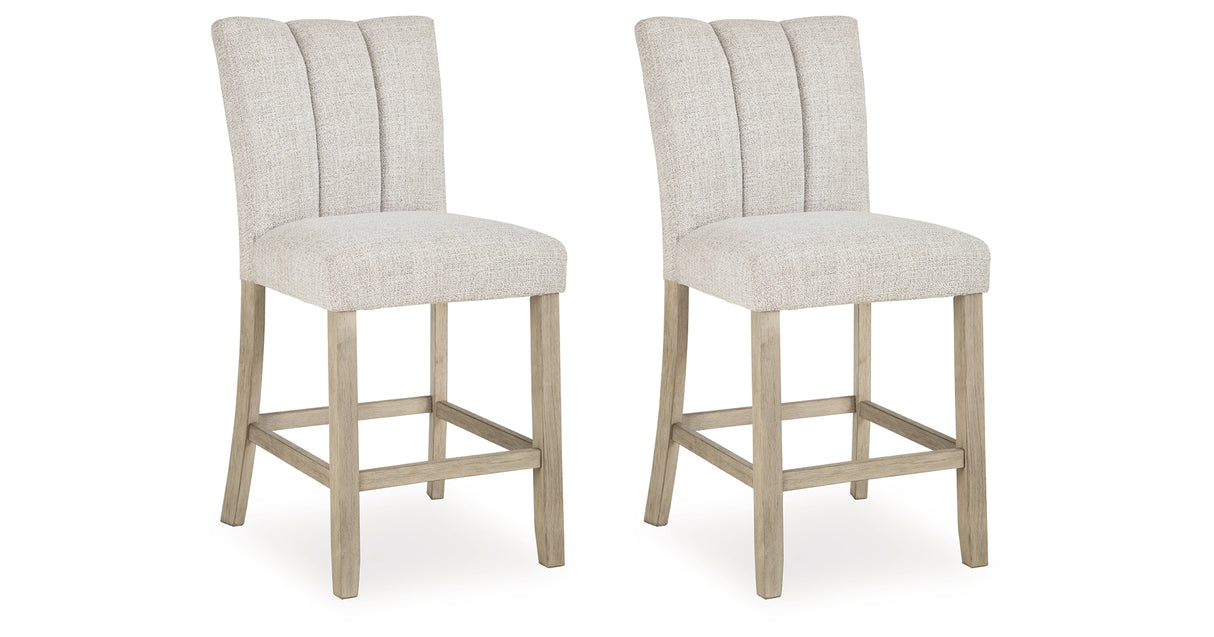 Larawyn Bisque Counter Height Barstool, Set of 2 from Ashley - Luna Furniture