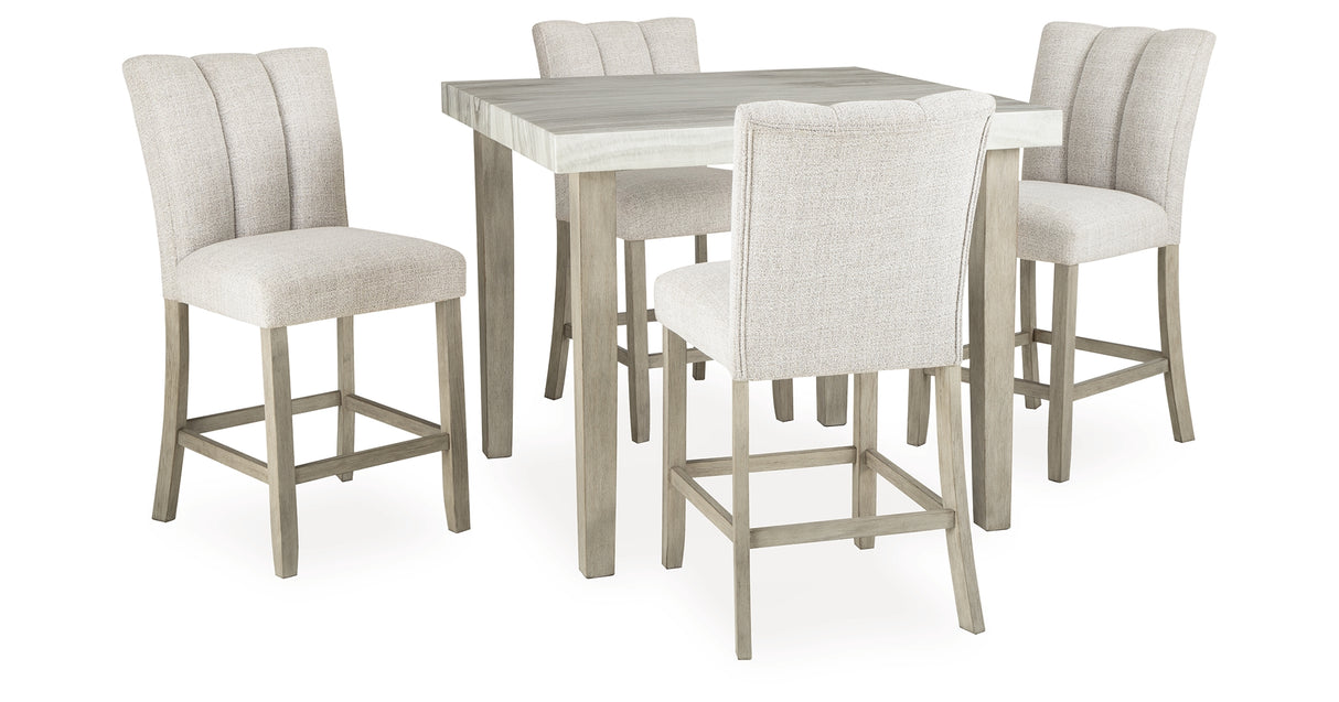 Larawyn Bisque Counter Height Dining Table and 4 Barstools from Ashley - Luna Furniture