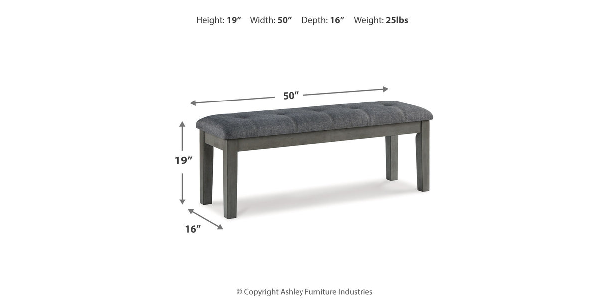 Hallanden Two-tone Gray 50" Dining Bench from Ashley Furniture - Luna Furniture