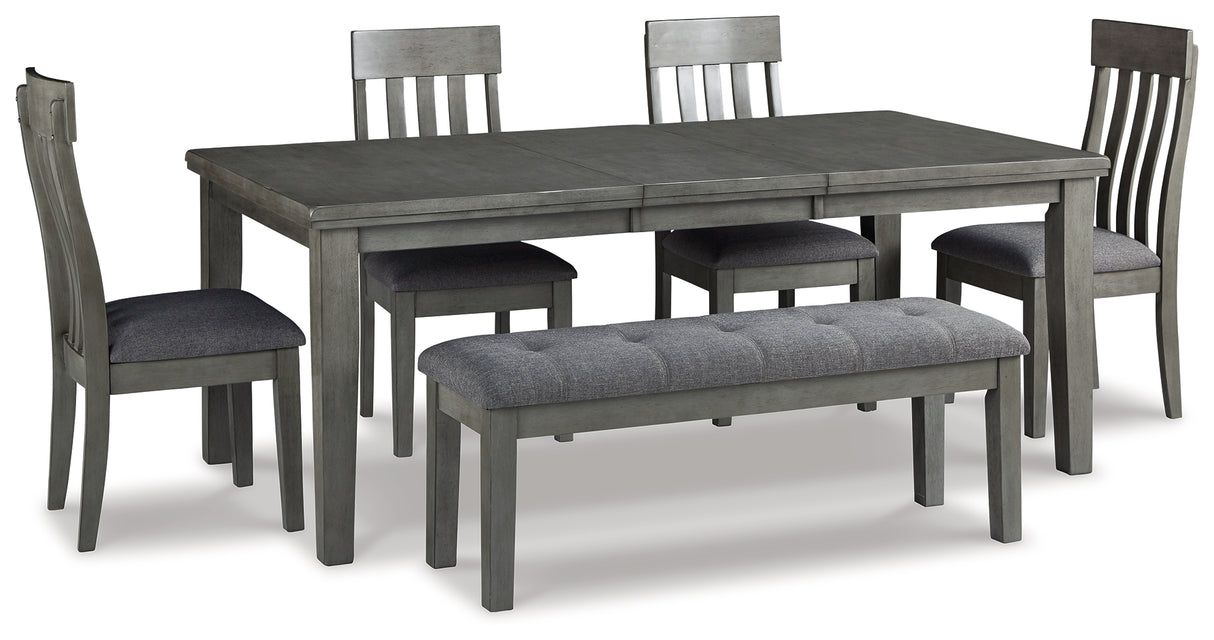 Hallanden Two-tone Gray Extendable Dining Set from Ashley Furniture - Luna Furniture