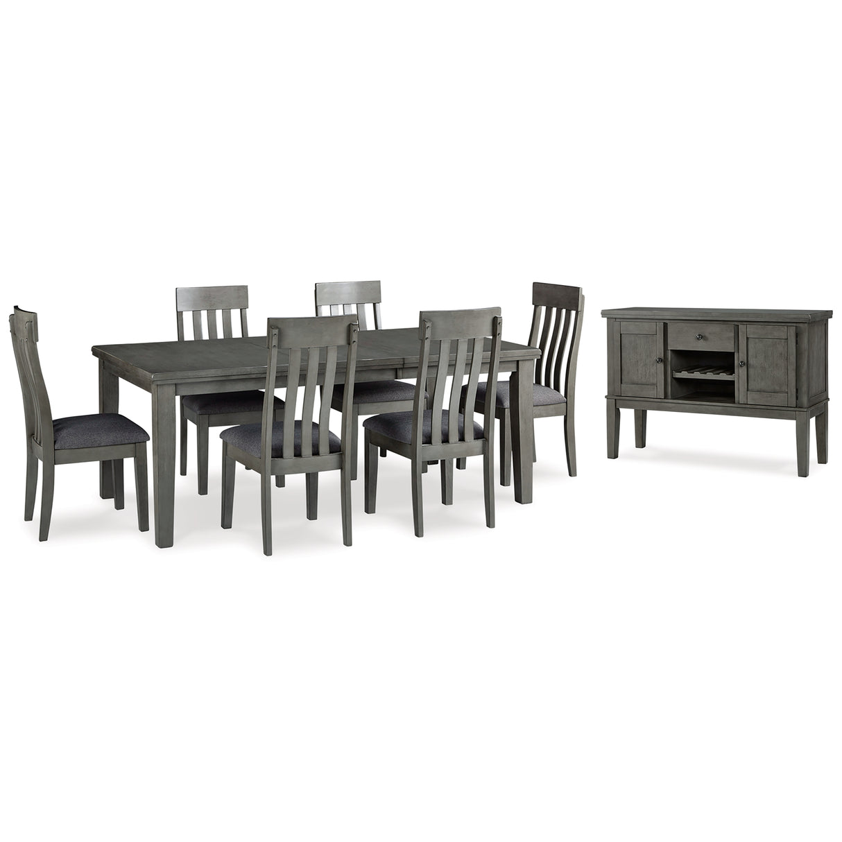 Hallanden Gray Dining Table and 6 Chairs with Server from Ashley Furniture - Luna Furniture