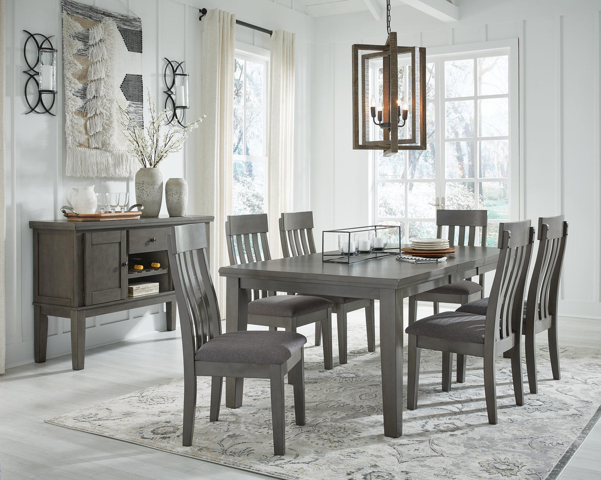 Hallanden Gray Dining Table and 6 Chairs with Server from Ashley Furniture - Luna Furniture