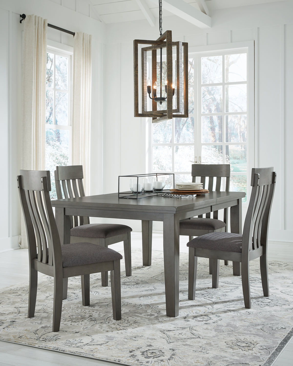 Hallanden Two-tone Gray Extendable Dining Set from Ashley Furniture - Luna Furniture