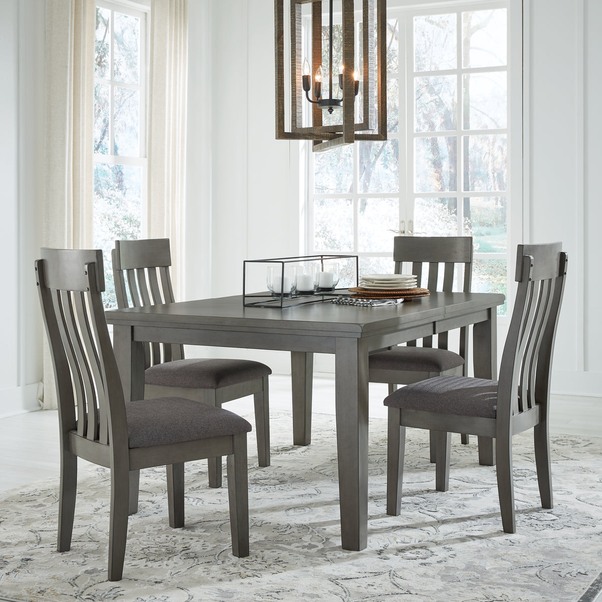 Hallanden Two-tone Gray Extendable Dining Set from Ashley Furniture - Luna Furniture