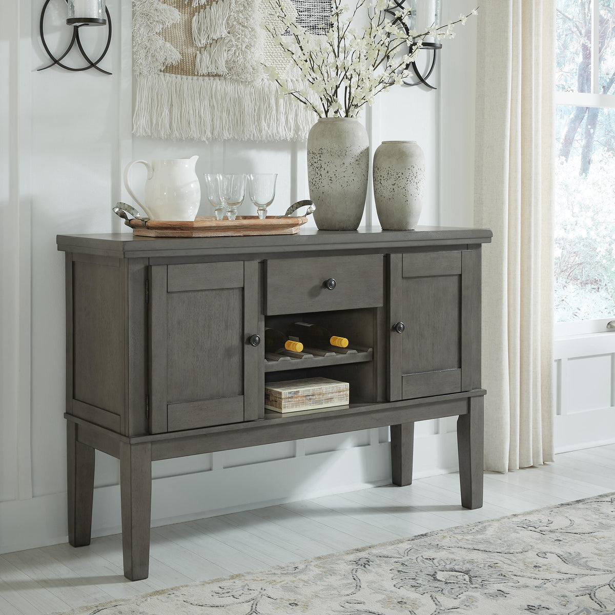 Hallanden Gray Dining Server from Ashley Furniture - Luna Furniture