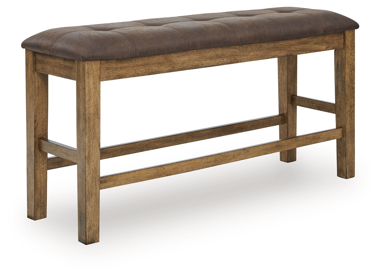 Urbinforte Light Brown Counter Height Extension Dining Table, 4 Barstools and Bench from Ashley - Luna Furniture