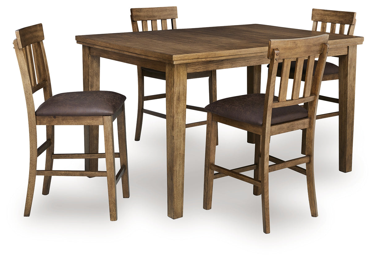 Urbinforte Light Brown Counter Height Dining Table and 8 Barstools from Ashley Furniture - Luna Furniture