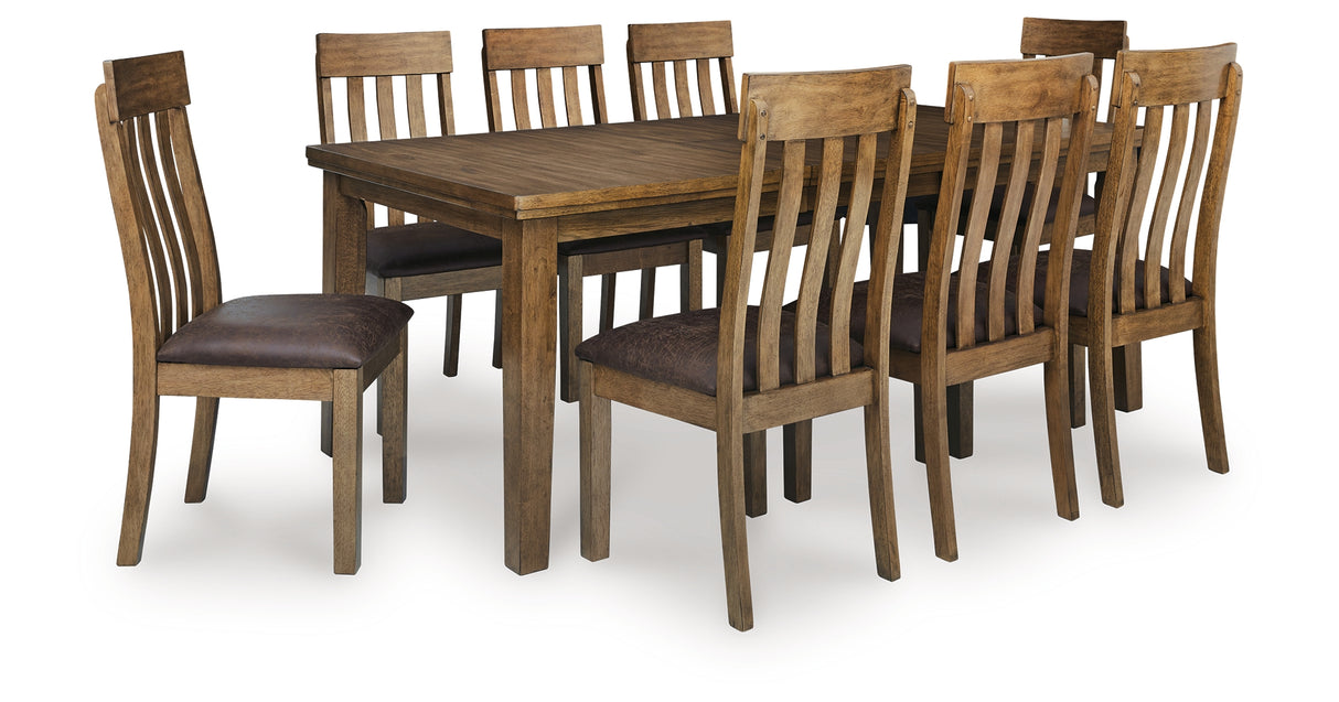 Urbinforte Light Brown Dining Table and 8 Chairs from Ashley - Luna Furniture