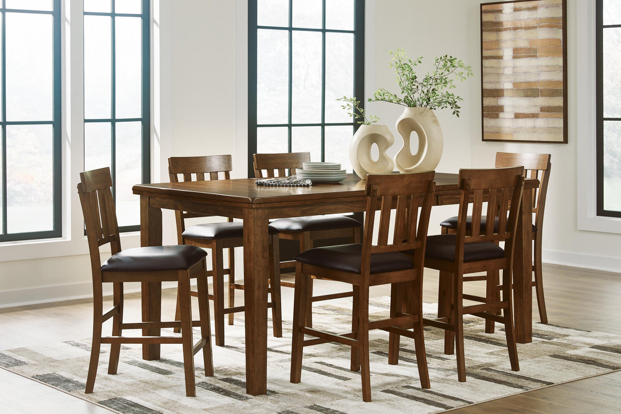 Ralene Medium Brown Counter Hight Dining Table and 6 Barstools from Ashley - Luna Furniture