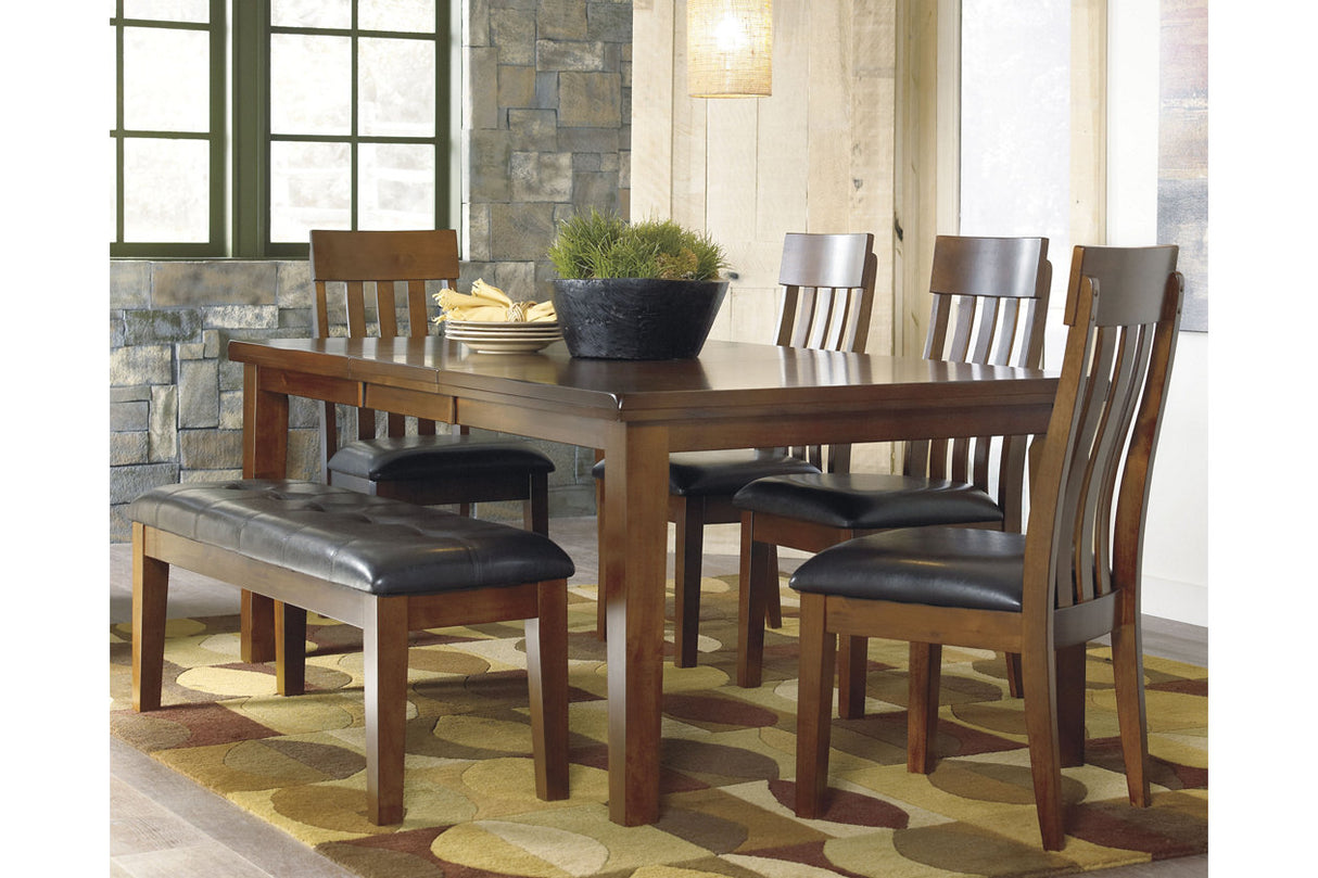 Ralene Medium Brown Dining Table and 4 Chairs and Bench from Ashley Furniture - Luna Furniture