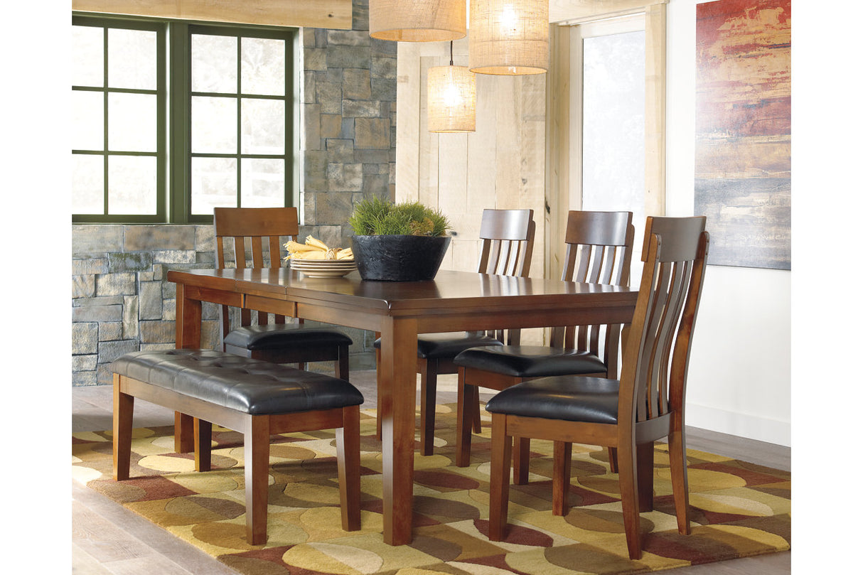 Ralene Medium Brown Dining Table and 4 Chairs and Bench from Ashley Furniture - Luna Furniture