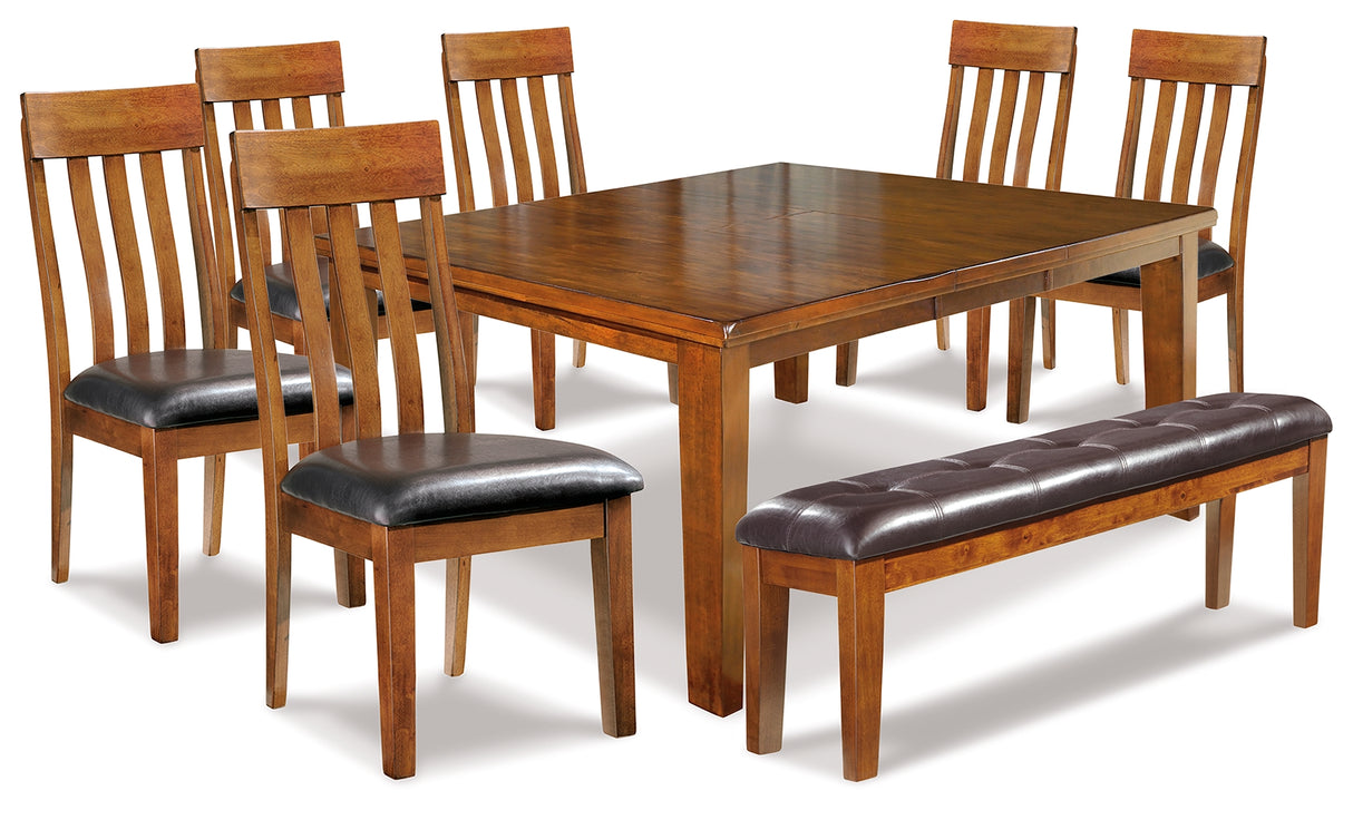 Ralene Medium Brown Dining Table and 6 Chairs and Bench from Ashley Furniture - Luna Furniture
